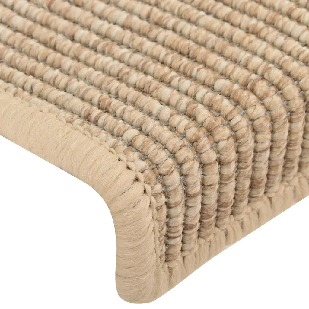 Tappeti Adesivi Scale Aspetto Sisal 15pz 65x21x4cm Beige Chiaro