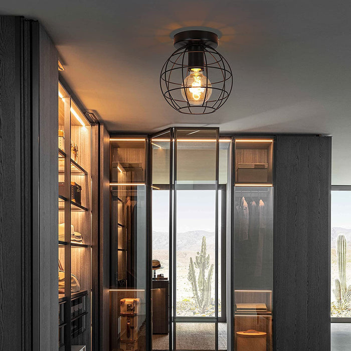 ZMH Lampada da soffitto metallo nero stile industriale retrò attacco E27 per corridoio cucina camera da letto soggiorno