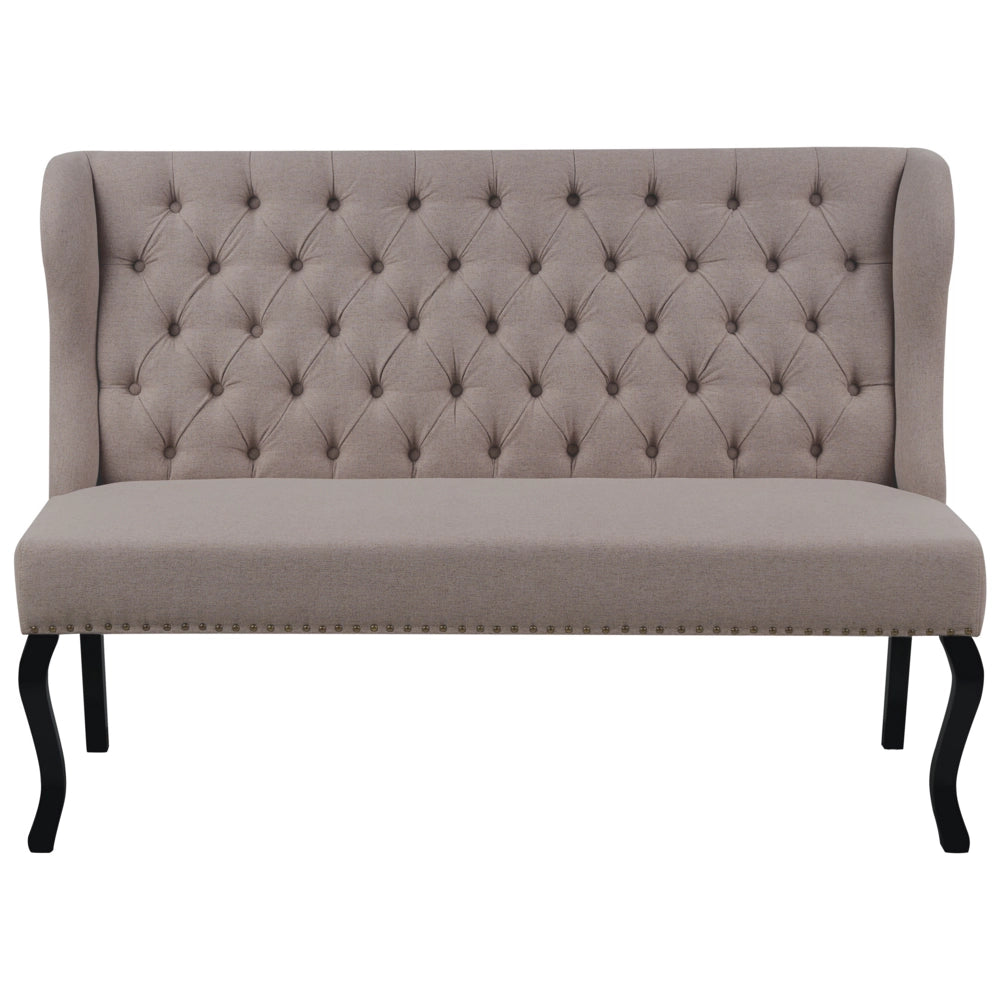 Divano da cucina a 2 posti con schienale in tessuto in poliestere marron chiaro con gambe nere stile vintage