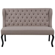 Divano da cucina a 2 posti con schienale in tessuto in poliestere marron chiaro con gambe nere stile vintage