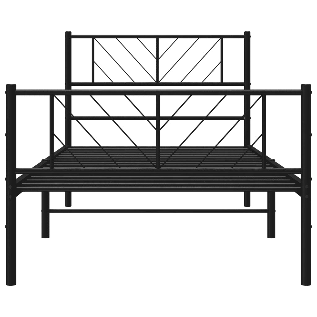 Giroletto con Testiera e Pediera-Struttura Letto Metallo Nero 100x200 cm 396390