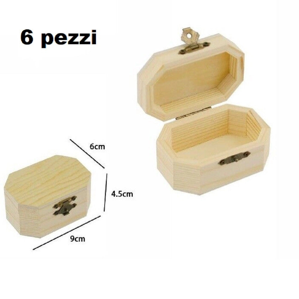 Trade Shop - Set 6 Scatoline In Legno Portagioie Scatola Cofanetto Ottagonali 74003a Ly-10383 -