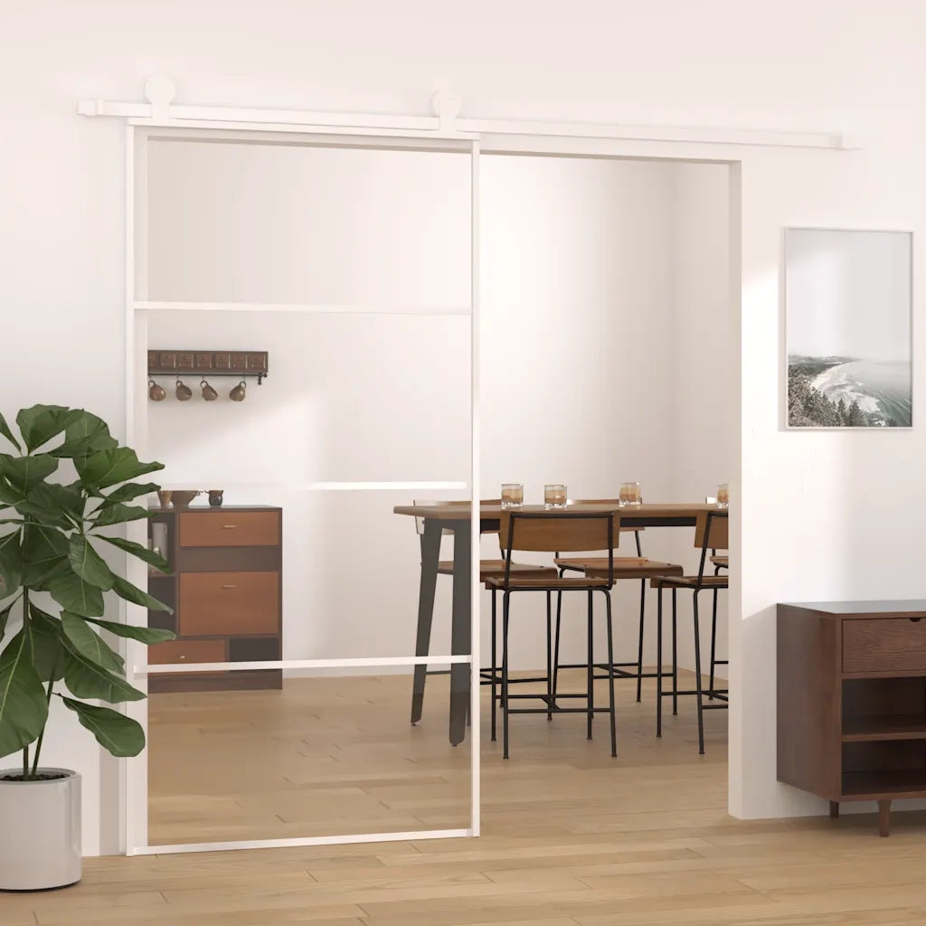 Porta Scorrevole in Vetro ESG e Alluminio 102,5x205 cm Bianca 151664