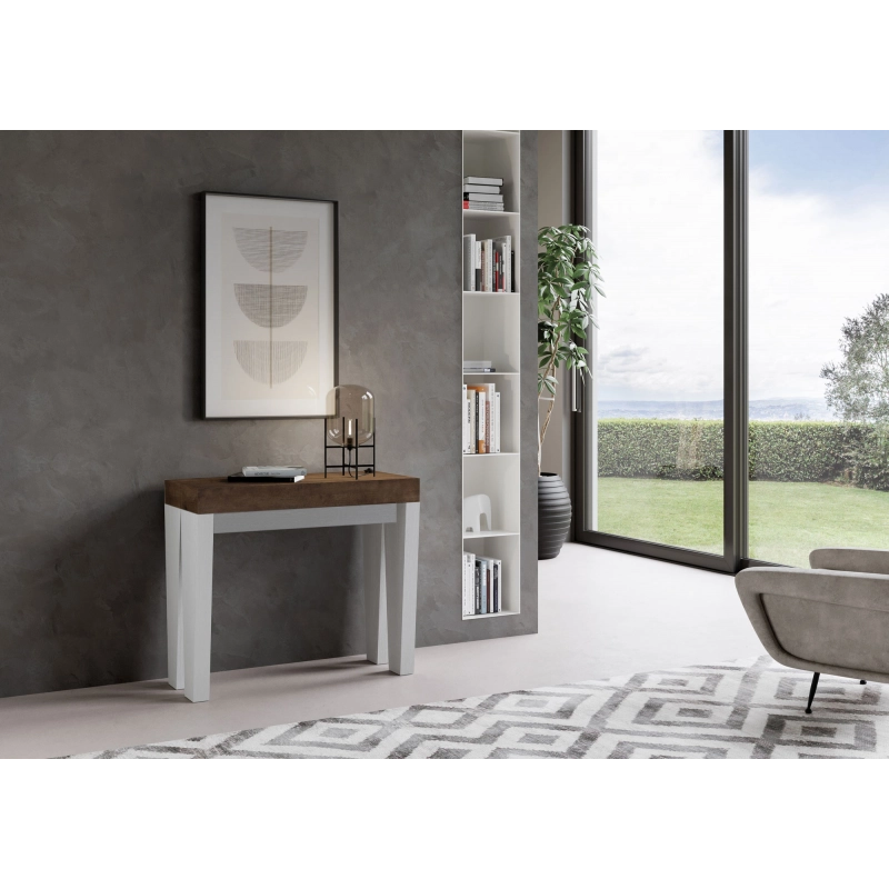 Consolle allungabile 90x40/196 cm Spimbo Mix Small piano Bianco Frassino - Noce/Bianco Frassino