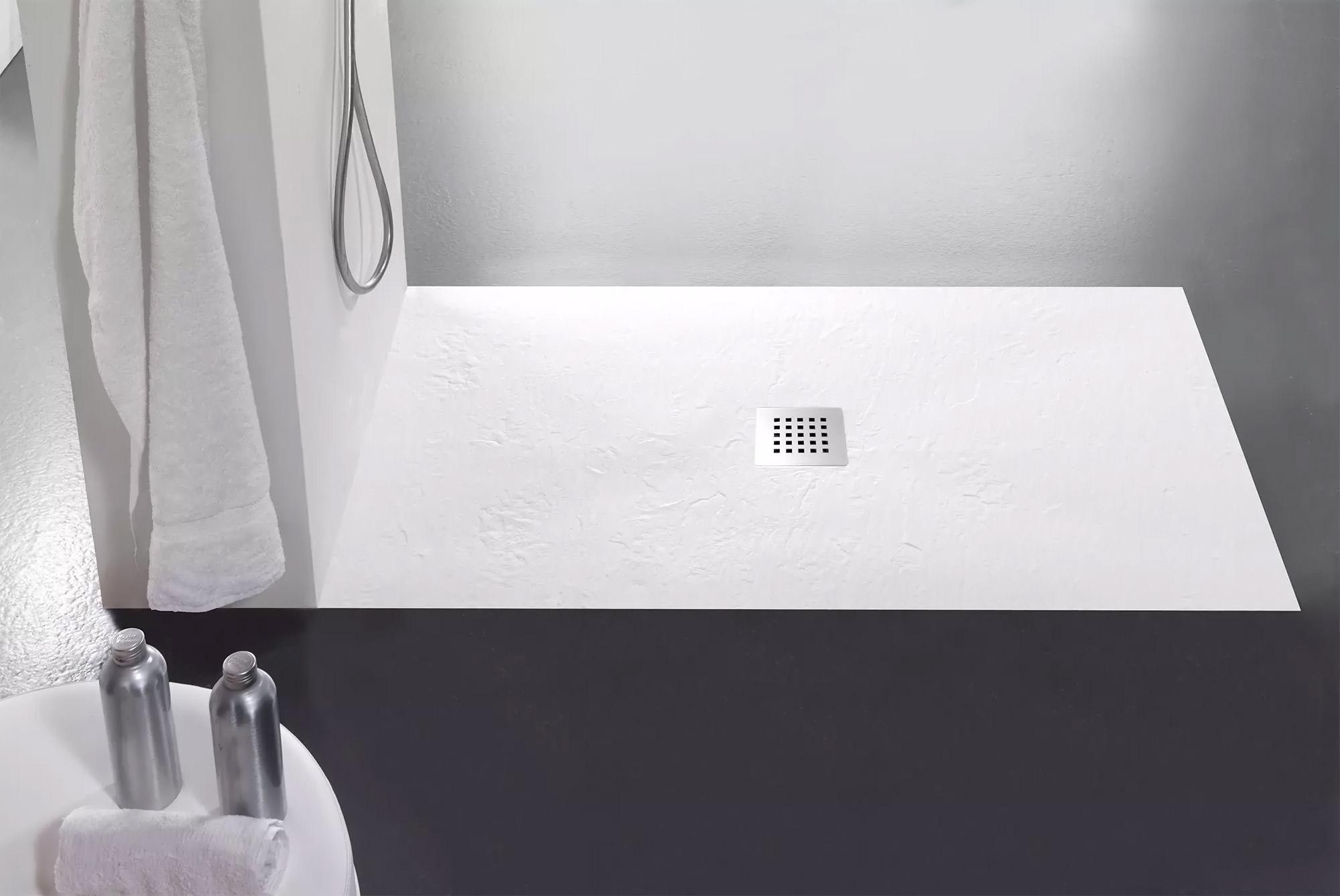 Piatto Doccia in Pietra 90x110 cm Bonussi Ardesia Stone Central Bianco