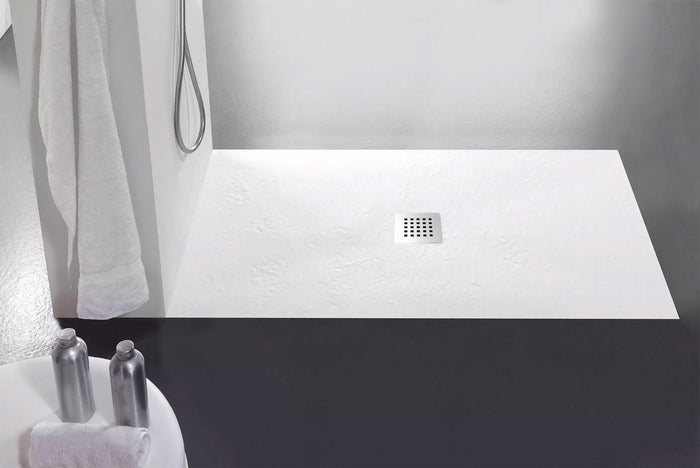 Piatto Doccia in Pietra 80x130 cm Bonussi Ardesia Stone Central Bianco