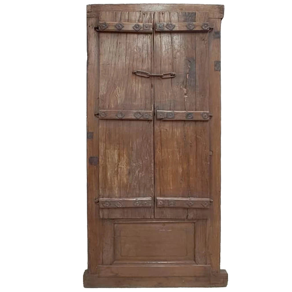 Finestra in legno con finitura artigianale marrone 79x9x170 h cm