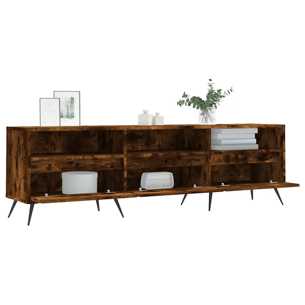 Mobile Porta TV Rovere Fumo 150x30x44,5 cm in Legno Multistrato