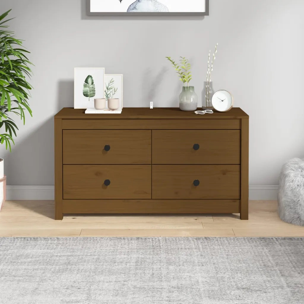 Armadietto Marrone Ambra 100x40x54 cm in Legno Massello di Pino
