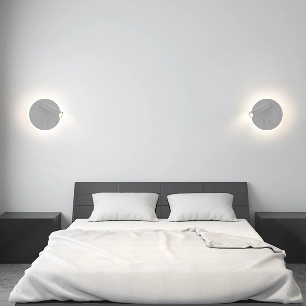 Trade Shop - Applique Led Orientabile Da Parete Doppia Fonte Luminosa 8 Watt Luce Calda 3000k Mr-01 - Bianco