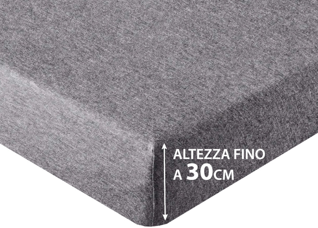 Lenzuola Sotto Con Angoli No Stiro In Tinta Unita Melange Modello Jersey - 1 Piazza e Mezza - Stone