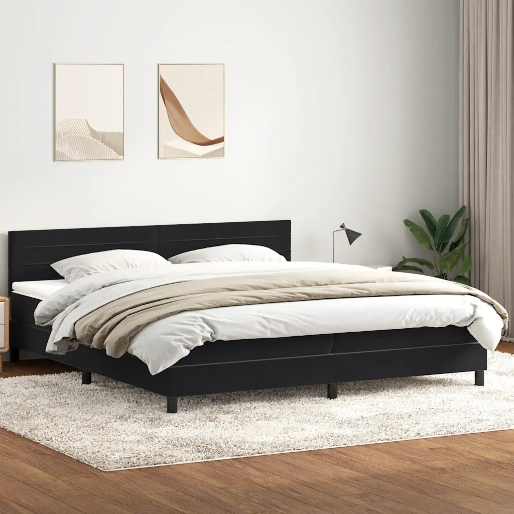 Giroletto a Molle con Materasso Nero 200x220 cm in Velluto 3316373