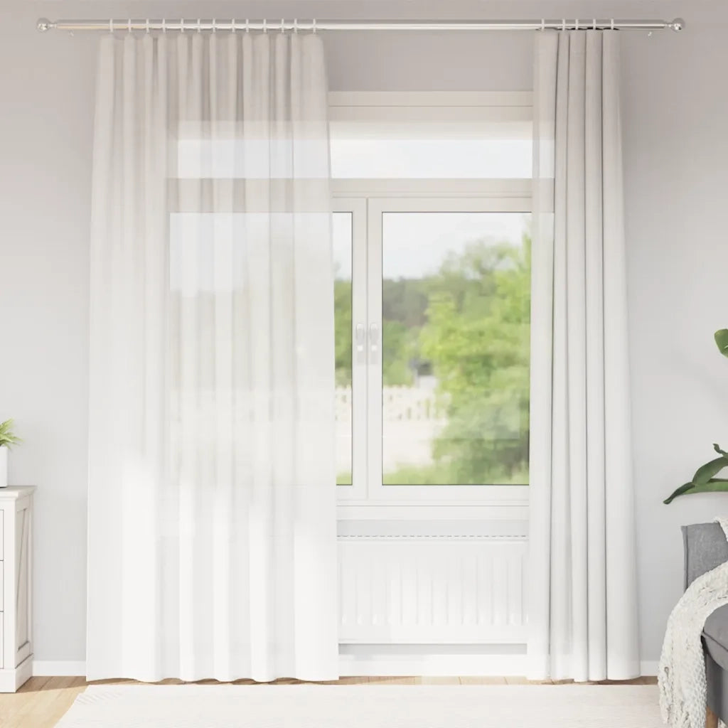 Tende in Voile con Tasche per Aste 2 pz Bianco