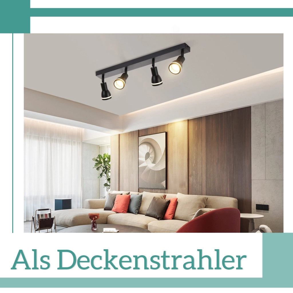 ZMH Faretto da soffitto neri 4 luci GU10 metallo orientabili per cucina ufficio soggiorno camera letto senza lampadina