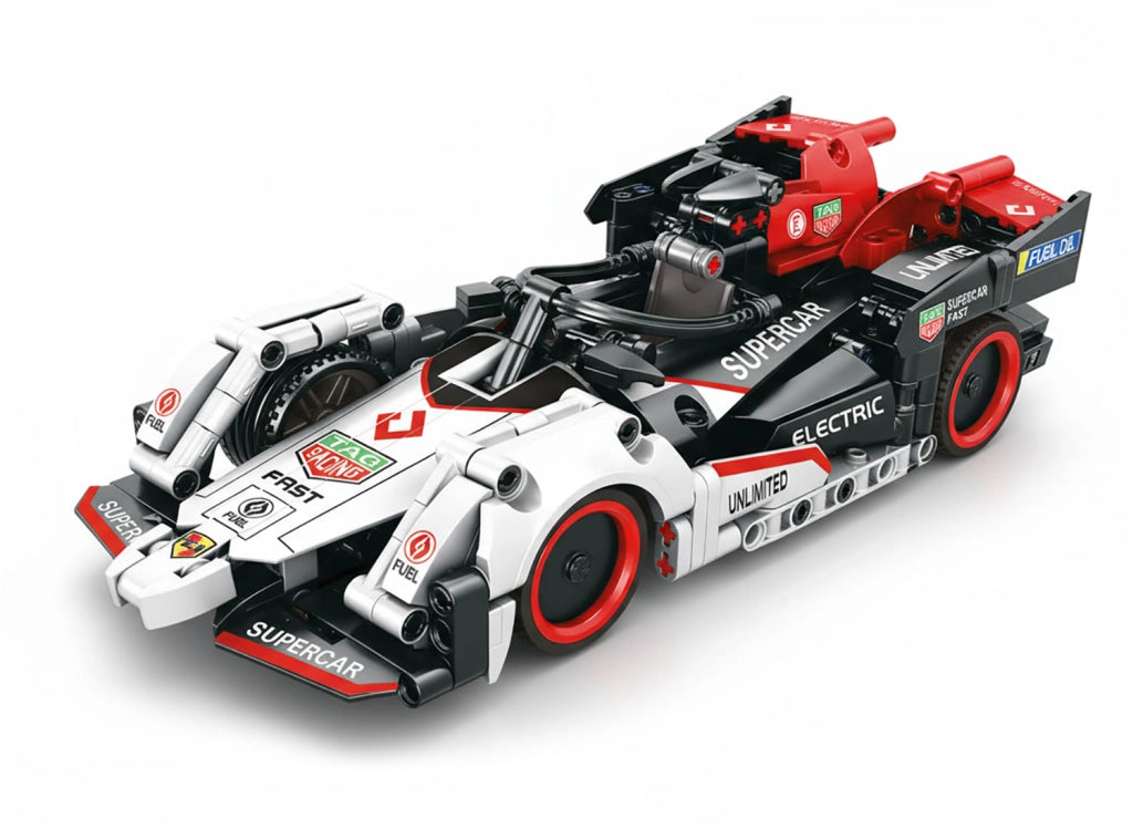 Costruzione Auto da Corsa Super Car Tecnica 486 Pezzi Bianco e Rosso