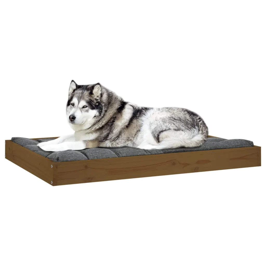 Cuccia per Cani Ambrata 101,5x74x9 cm in Legno Massello di Pino 820869