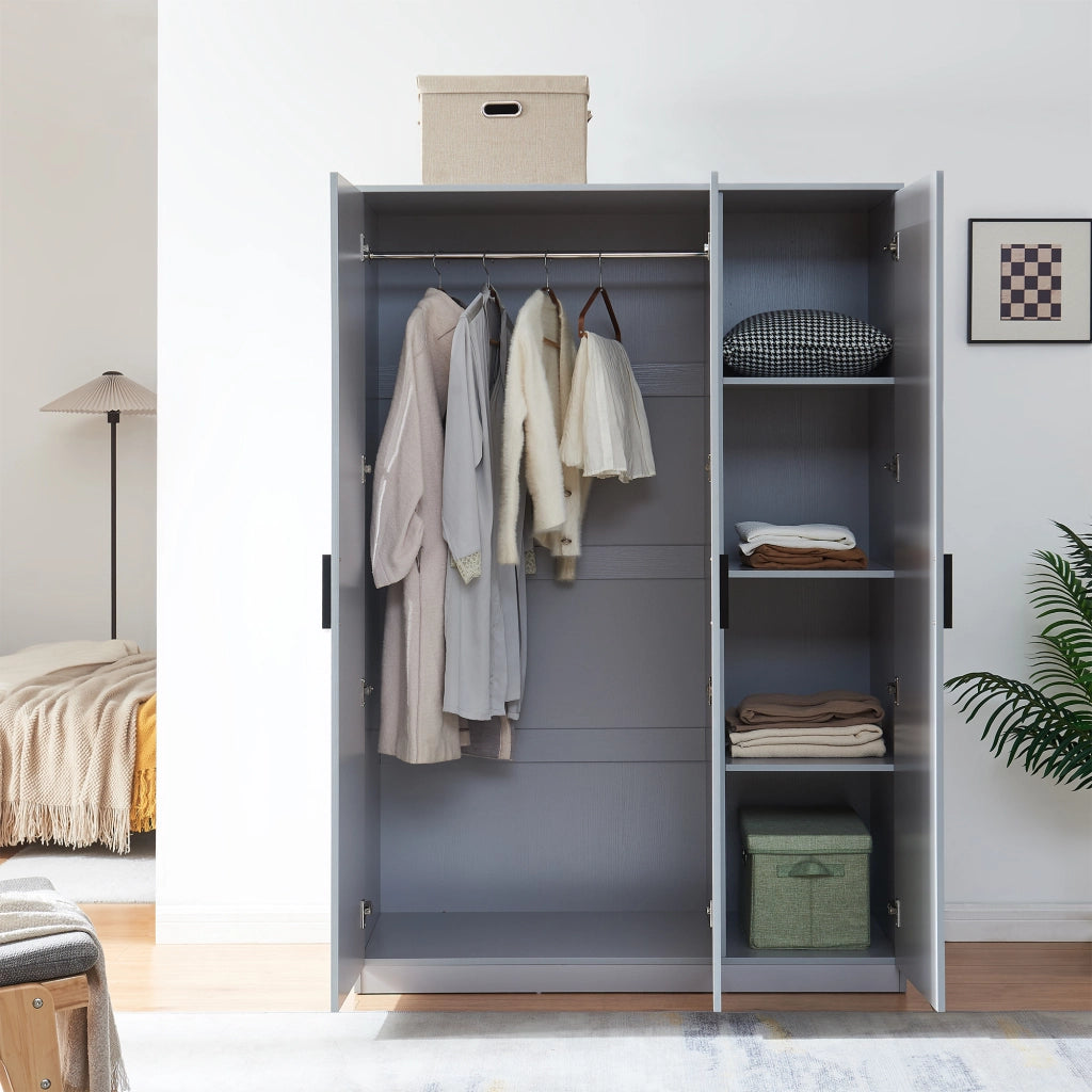 Armadio Guardaroba Eiselfing con 4 Scomparti 176 x 120 x 52 cm Grigio [en.casa]