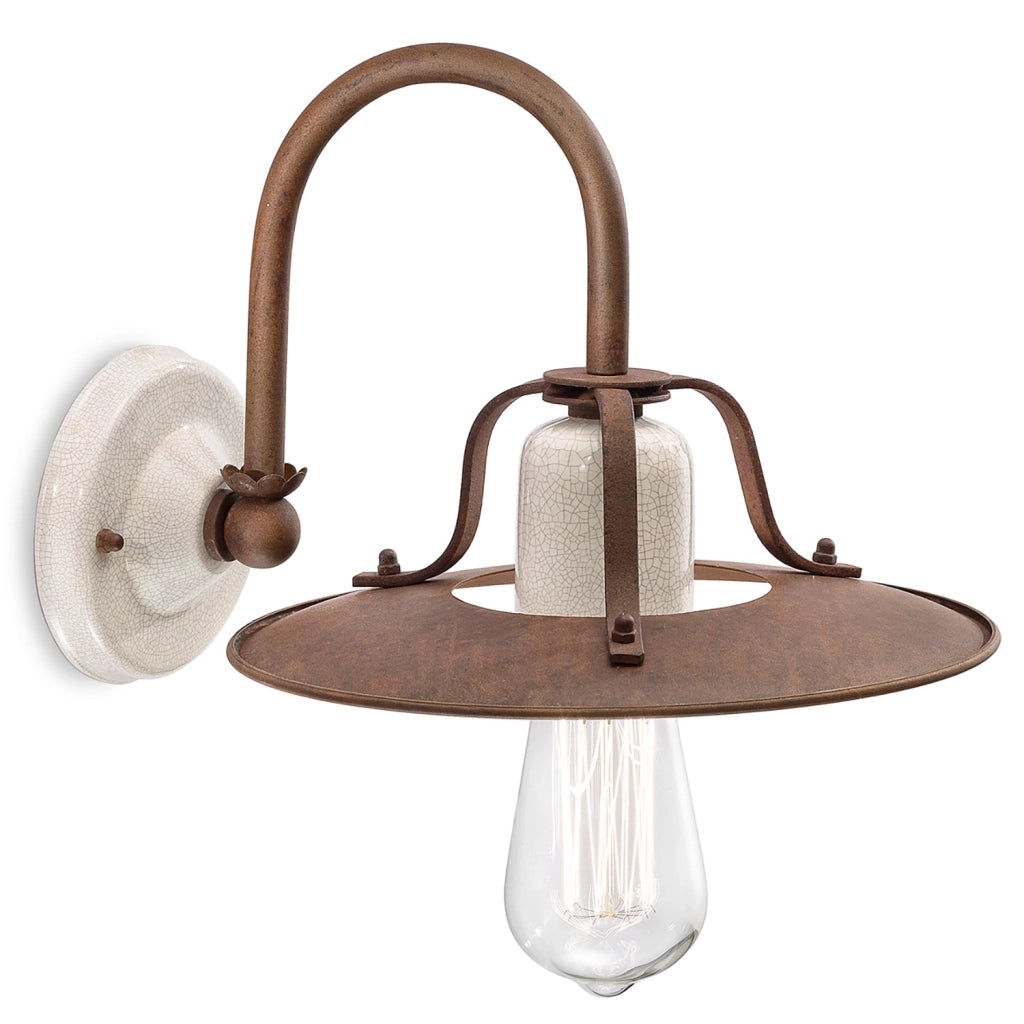 Applique Vintage Grunge Ferro E Ceramica Craquele&apos 1 Luce E27