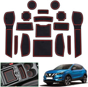 Pavimenti antislittamento per Nissan Qashqai J11 (2018-2021), mattonelle in gomma per Nissan Qashqai J11, mattonelle per console centrale, mattonelle per contenitore di stoccaggio, mattonelle per porta (rosso)