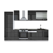 Cucina componibile Fame-Line Antracite lucido/Bianco 300 cm, PL Antracite Vicco