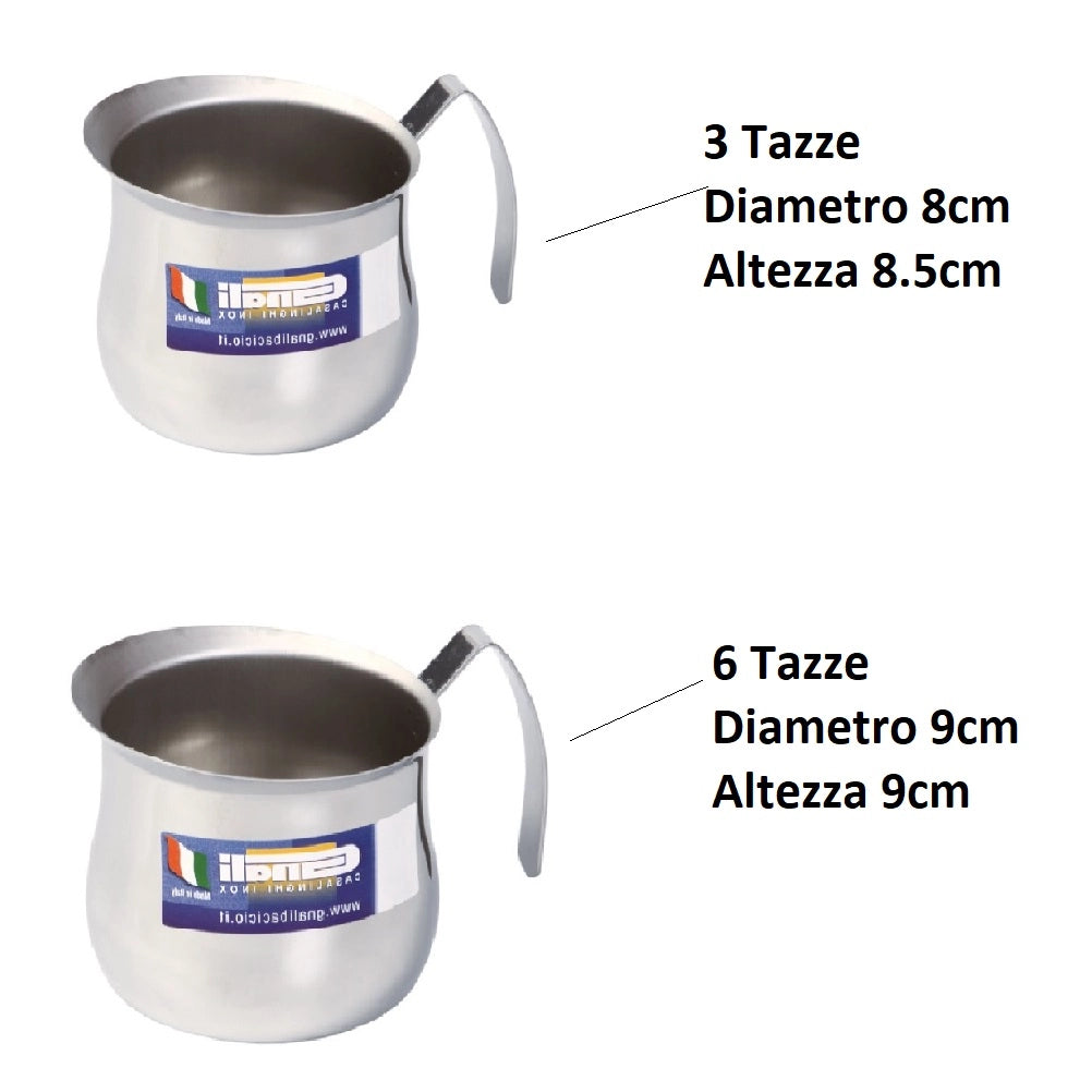 Coppia Lattiera Bombata in Acciaio Inox 18/10 3+6 Tazze Lavabili in Lavastoviglie