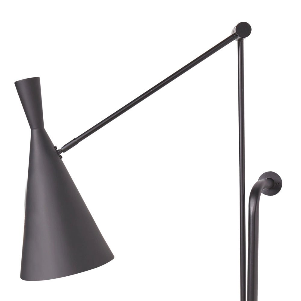 Lampada da parete moderna con paralume a cono in metallo  nero braccio regolabile e interruttore on/off soggiorno camera da letto