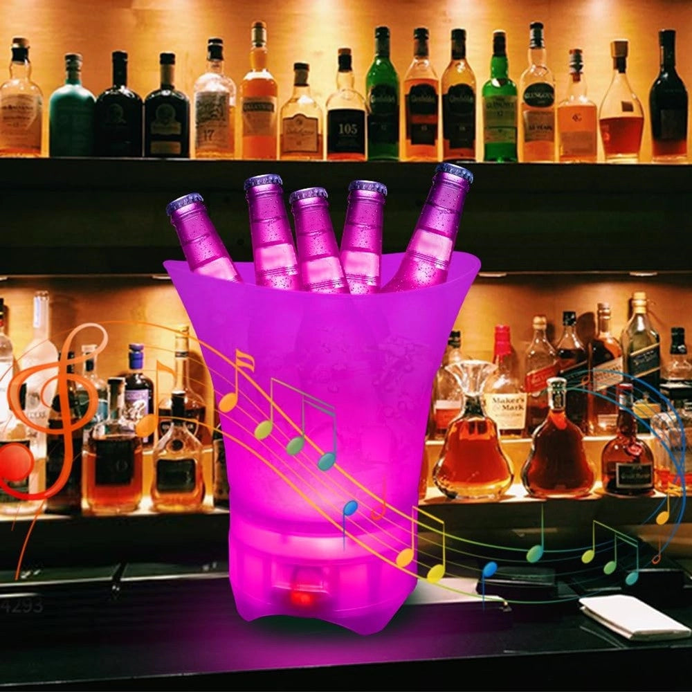 Trade Shop - Secchiello Per Ghiaccio A Led Da 5lt 6 Colori Per Raffreddare Bevande Impermeabile Feste -