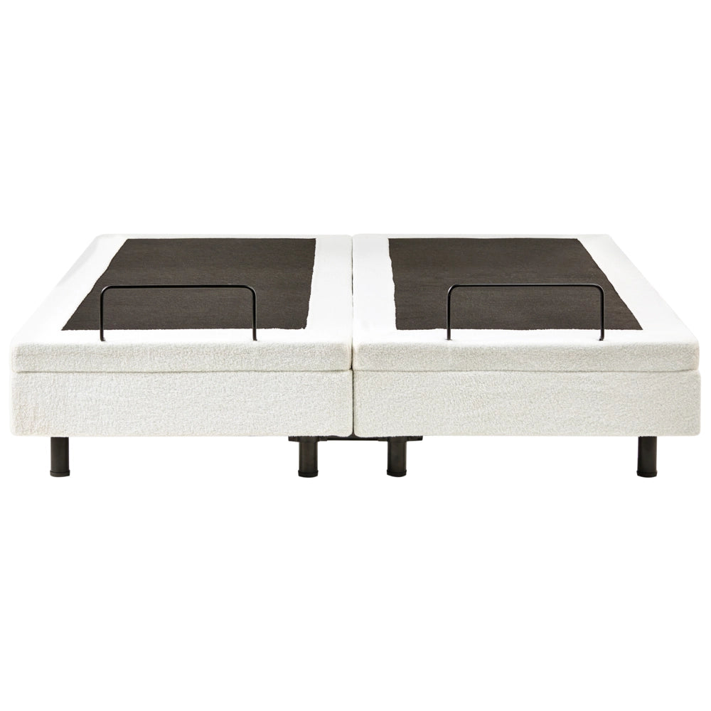 Letto matrimoniale Tessuto bouclè bianco sporco Elettrico Regolabile 180 x 200 cm stile moderno