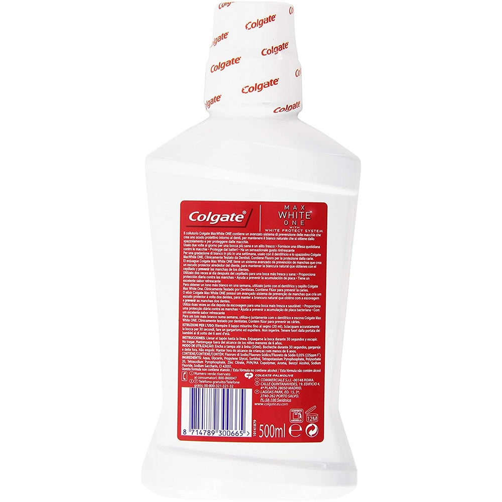 Multipack da 20 colluttori colgate max white one menta sensazionale - confezioni da 500 ml