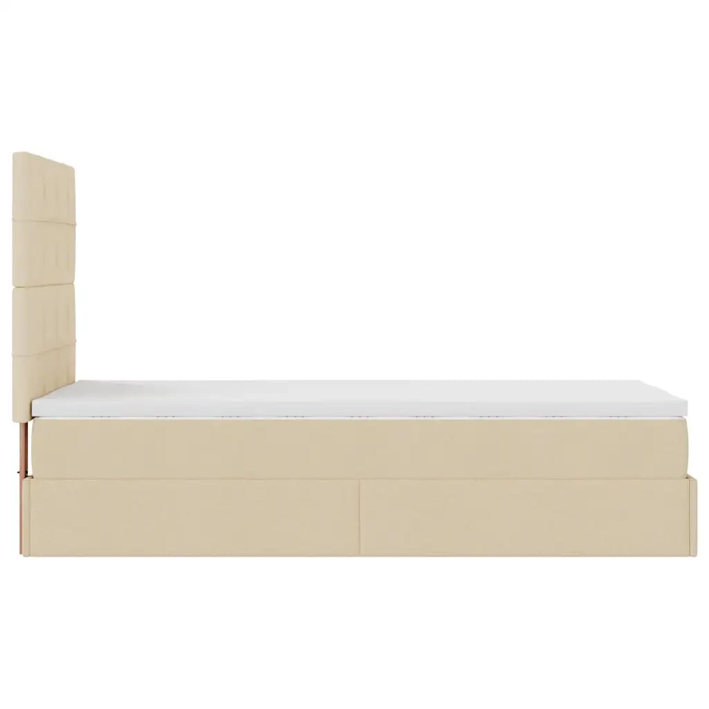 Struttura Letto Pouf con Materasso Crema 80x200 cm in Tessuto 3313117