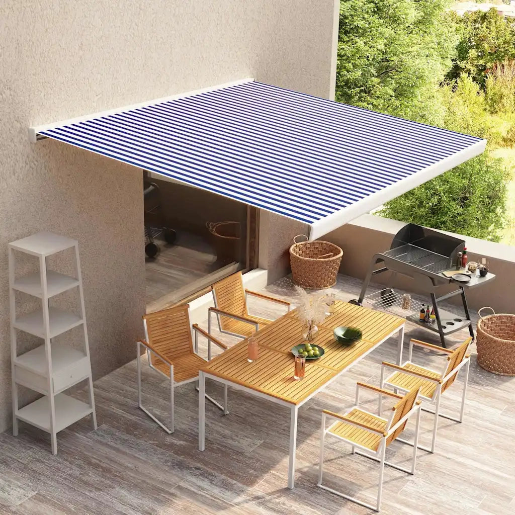 vidaXL Tendone Parasole in Tela Blu e Bianco 400x300 cm