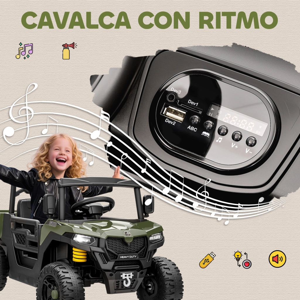 Auto Elettrica Bambini 12V ¨C Xylo ¨C Verde con Telecomando e Musica 3-8 Anni