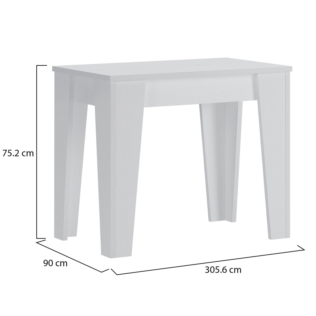 Gizio, Consolle Allungabile 12 Posti, 305.6x90x75.2h cm Bianco