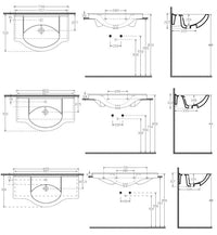 Lavabo a parete Consolle Universale 75 cm 85 cm 105 cm - Misura 105 cm
