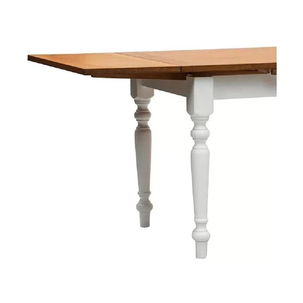 Tavolo da pranzo legno allungabile country chic piano rovere e bianco 160x85 h.80 (715) - Mobili 2G