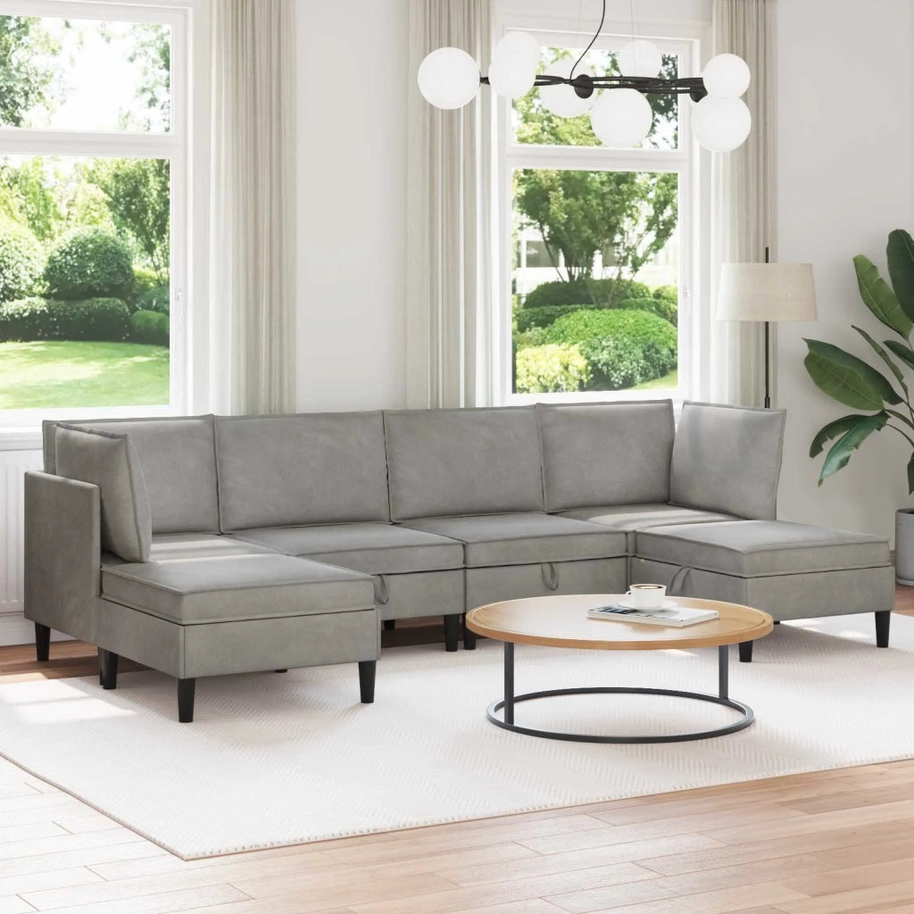 Set di mobili per il soggiorno 6 pcs Grigio Chiaro Velluto