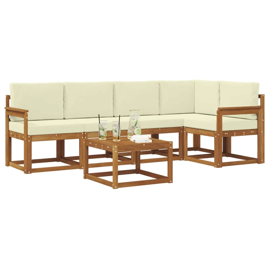 Set di divani da esterno con cuscino 6 pcs Naturale e Crema 3366418