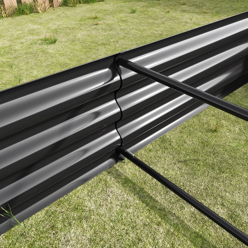 Orto rialzato in lamiera d'acciaio zincata con bordo ripiegato e struttura aperta nero 180 × 91 × 30 cm