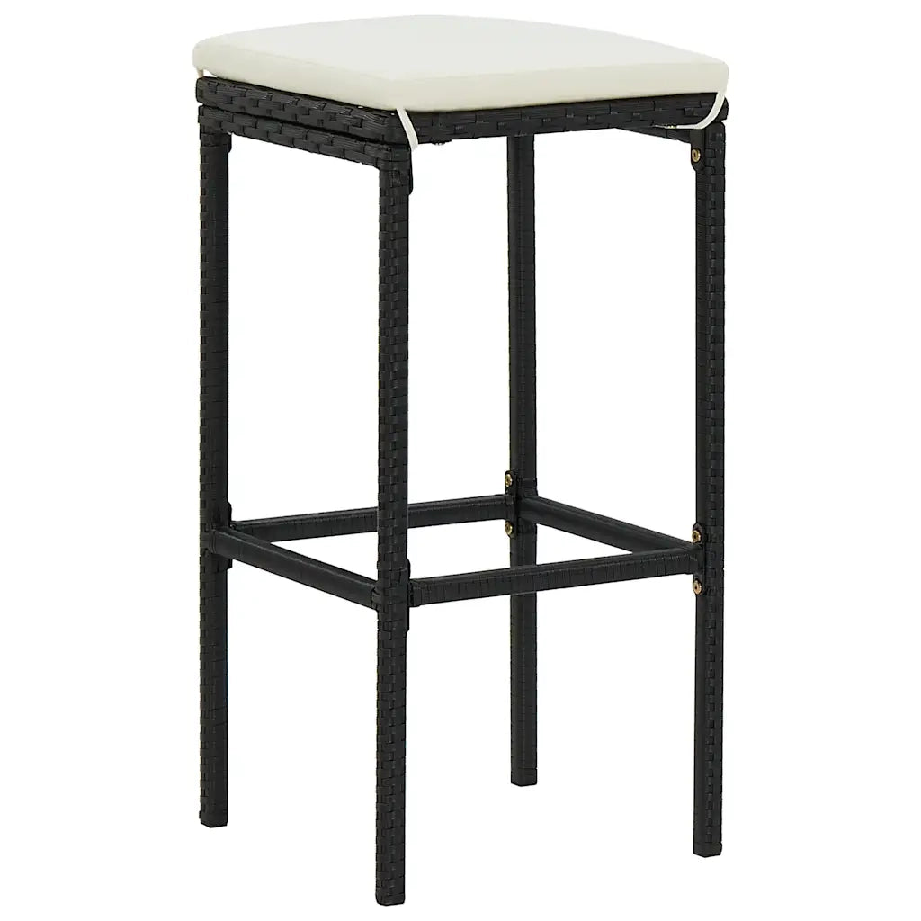 Sgabelli da Bar con Cuscini 4 pz Neri in Polyrattan cod mxl 63336