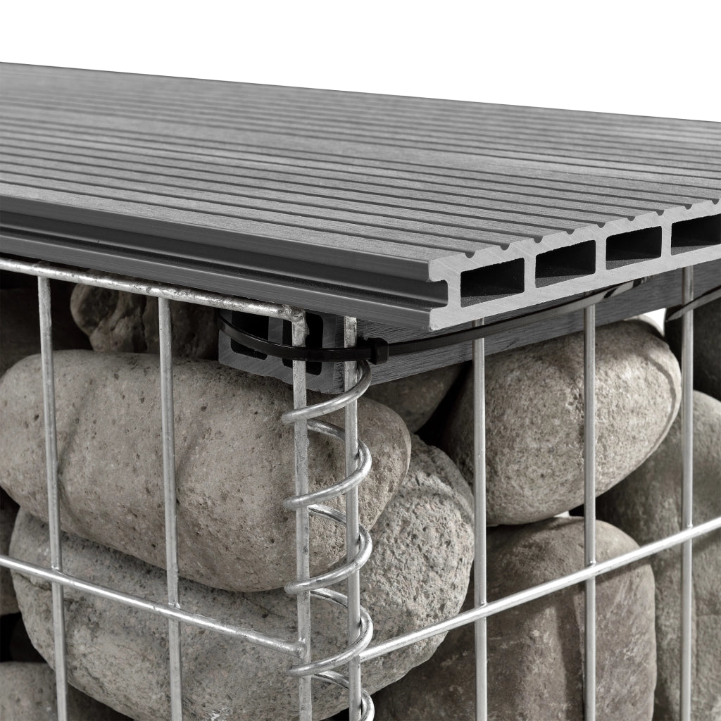 Panchina Gabbione Metallico con Seduta in WPC 100 x 30 x 45 cm - Grigio pro.tec