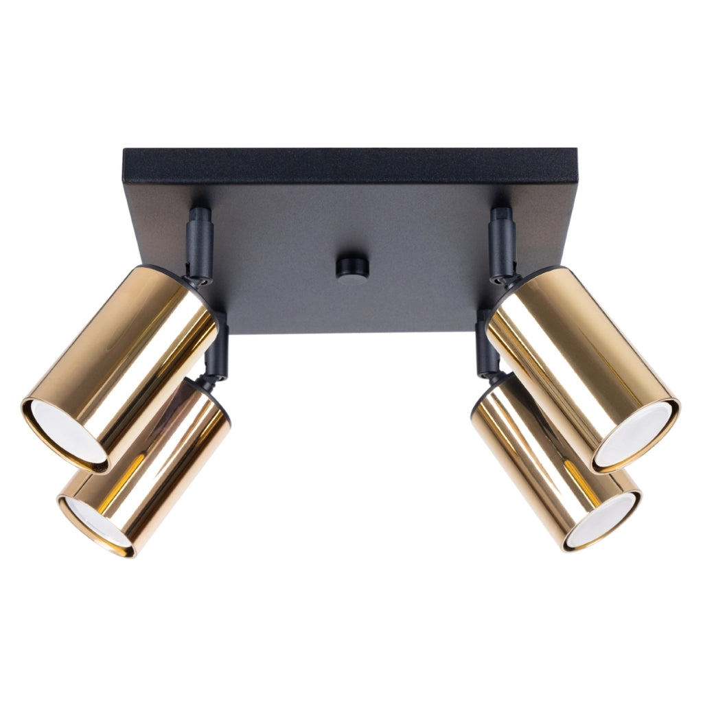 Lampada moderna a tubo in acciaio Winx FI6/10 4x GU10 LED Max 10W Nero Oro