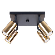 Lampada moderna a tubo in acciaio Winx FI6/10 4x GU10 LED Max 10W Nero Oro