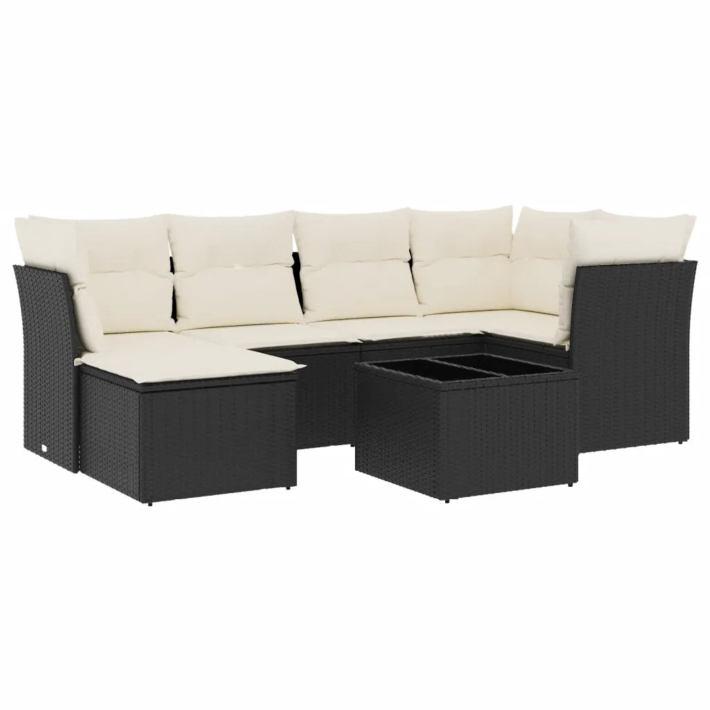 Set Divani da Giardino con Cuscini 7pz Nero Polyrattan 3249795