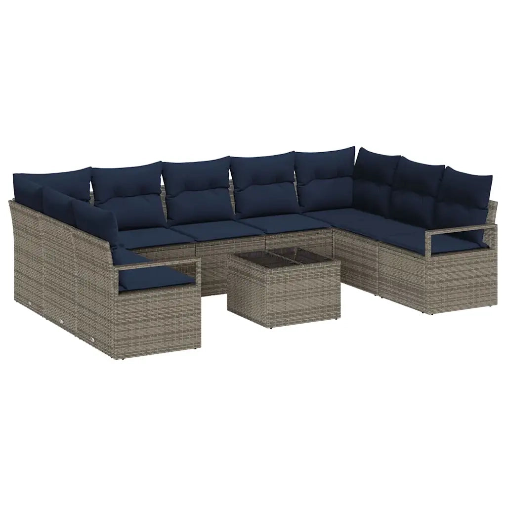 Set di divani con cuscino 10 pcs Grigio polyrattan 3346555