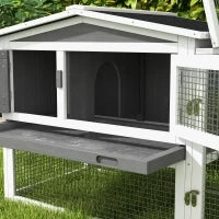Gabbia per Conigli in Legno di Abete con Tetto in Asfalto, 156 x 58 x 68 cm, Grigio Chiaro