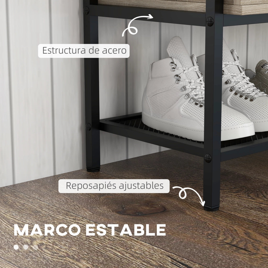 Banco ingresso con tapa abatible e ripiano grigliato ¨C zephmum ¨C rovere 84x39.5x61 cm