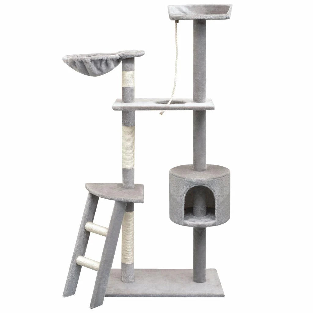 Tiragraffi albero per gatti cuccia per gatti giocattolo peluche sisal 150 cm grigio 3702175