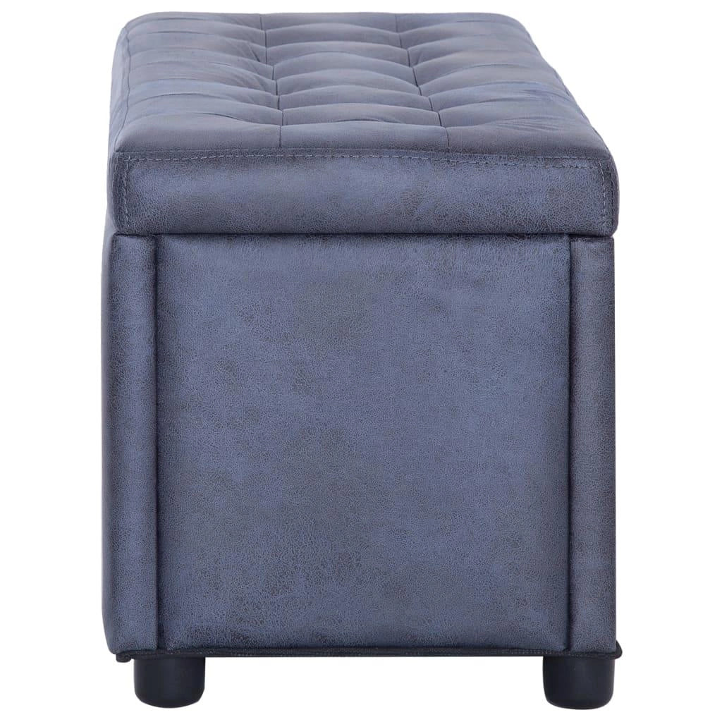 Panca/sgabello/contenitore ottomano 87 cm pelle scamosciata sintetica grigia 3002129