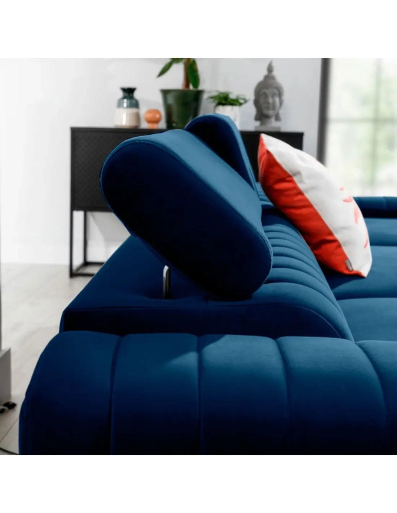 Canapé d'angle droit Bleu foncé convertible 3 places JAYSON couchage d'appoint Divano ad angolo destro blu scuro convertibile 3 posti JAYSON letto aggiuntivo
