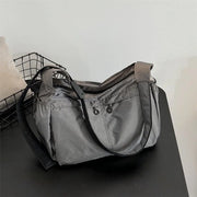 Borsa nylon grande, nonchalante, impermeabile per spalla, hobo, mano, cintura per lavoro, pendolarismo e shopping - grigio